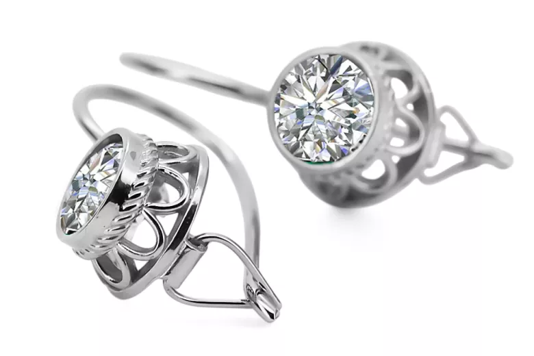 Vintage Unikátne náušnice Cubic Zirconia 925 Sterling Silver VEC117s